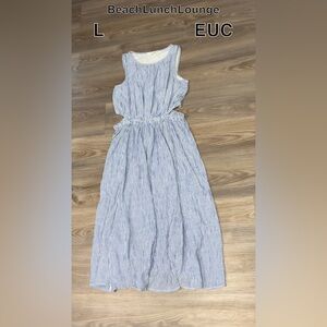 Blue and White Sundress with Side Cut-Outs